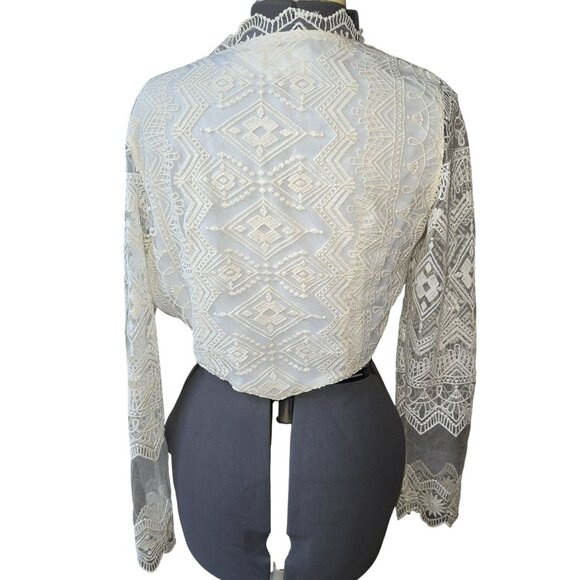 Jen's Pirate Booty Lace Tie-Front Cardigan Wrap Jacket Size L - Picture 3 of 7